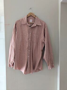 Brooks Brothers Men's Button Down Shirt Size XL Orange White Plaid